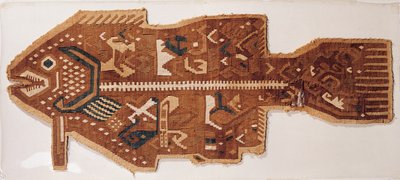 Tapeçaria de fenda de lã de um peixe (têxtil) de Peruvian School
