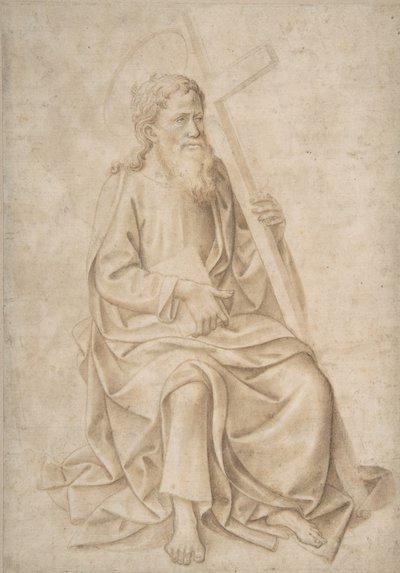 São Filipe sentado, segurando um livro e uma cruz, 1422-57. de Pesello Peselli