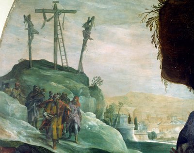 Calvário, detalhe de Deposição de Cruz por Peter Candid (1548-1628), óleo sobre tela, 294x177 cm de Peter (1548 1628) Candid