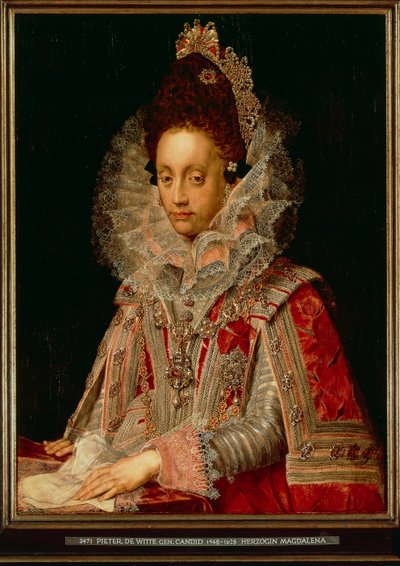Retrato da Duquesa Madalena, c.1613 (óleo sobre painel) de Peter Candid