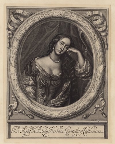 Barbara Villiers, Condessa de Castlemaine, dona do Rei Carlos II (gravura) de Peter (after) Lely