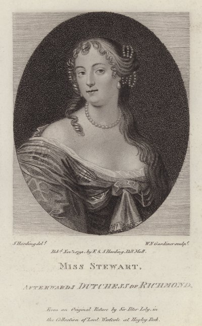 Frances Stewart, Duquesa de Richmond (gravura) de Peter (after) Lely