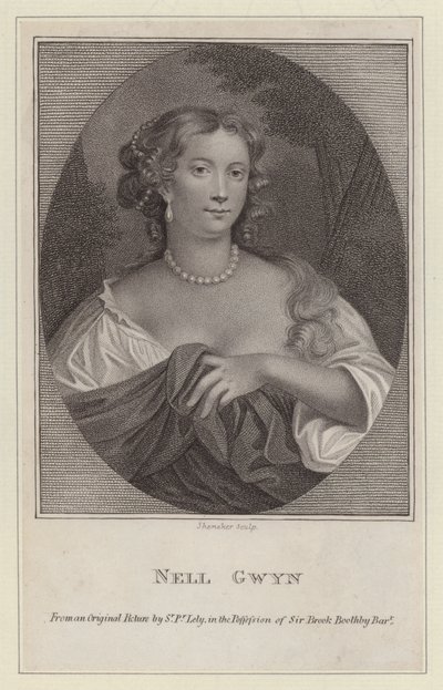 Nell Gwyn, dona do Rei Carlos II (gravura) de Peter (after) Lely