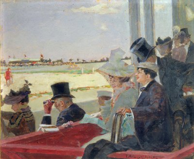 Corrida de cavalos, 1902 (óleo sobre madeira) de Peter Alexandrovich Nilus