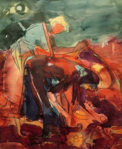 colheita de batata de Peter August Böckstiegel