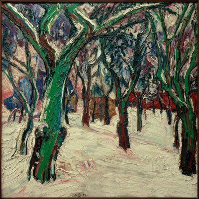 Foto de inverno com casas de fazenda (Parkweg no inverno) de Peter August Böckstiegel