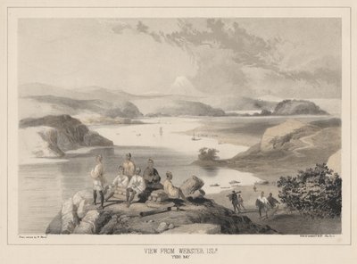 Vista da Ilha Webster, Baía de Yedo, litho por Sarony und Co., 1855 (cromolito) de Peter Bernhard Wilhelm Heine