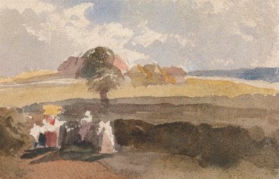 Esboço de Paisagem com Números em Primeiro Plano de Peter DeWint