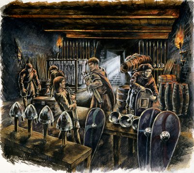 Antigo porão da grande torre Sarum, c1130, c1990-2010 de Peter Dunn