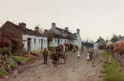Uma Aldeia Galesa - Noite, cerca de 1890-1910 (aguarela e guache) de Peter Ghent