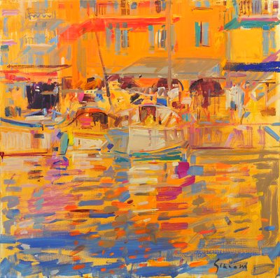 Barcos no Porto Saint Tropez de Peter Graham (Contemporary)