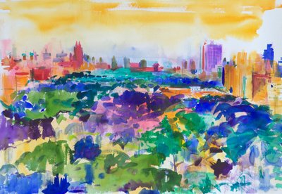 Central Park, Nova York, 2011 (wc no papel) de Peter Graham (Contemporary)