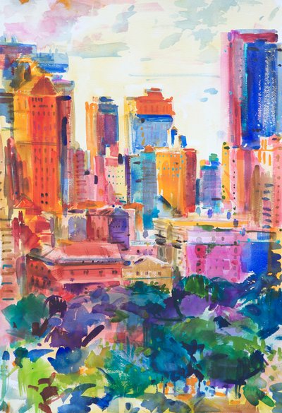 Central Park West, 2011 (wc no papel) de Peter Graham (Contemporary)