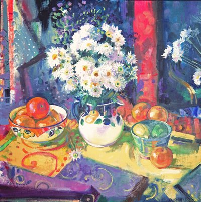 Flores e Frutos em Tigela Verde, 1997 de Peter Graham (Contemporary)