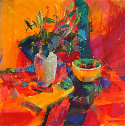 Lírios em um chão vermelho, 2012 de Peter Graham (Contemporary)
