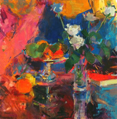 Natureza Morta com Rosas Brancas de Peter Graham (Contemporary)