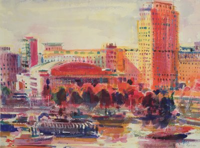 The South Bank, 2002 (wc no papel) de Peter Graham (Contemporary)