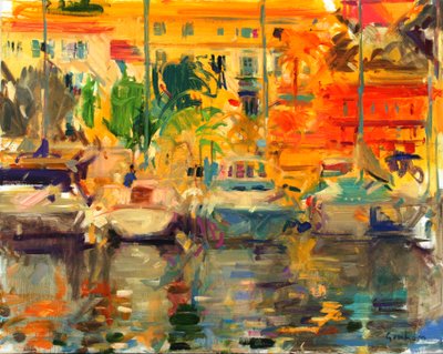 verão em Menton, Riviera Francesa (óleo sobre tela) de Peter Graham