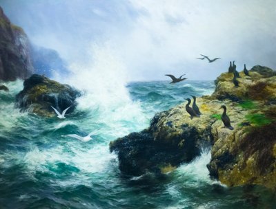 Costa rochosa (óleo sobre tela) de Peter Graham