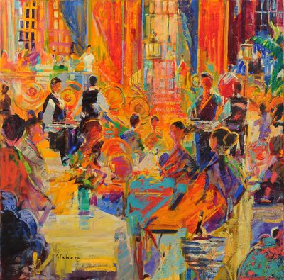 The Waldorf, 2021 (óleo sobre tela) de Peter Graham