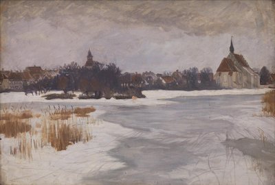 Uma vista de Faaborg. Inverno de Peter Hansen