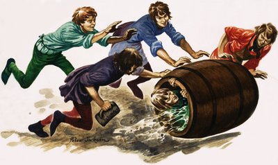 Um aprendiz recém-qualificado é dowsed em cerveja e enrolado em um barril de Peter Jackson