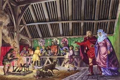 Anglo-saxão Thane leva sua esposa para o Grande Salão de Peter Jackson