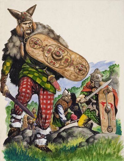 Guerreiros Celtas (guache sobre papel) de Peter Jackson