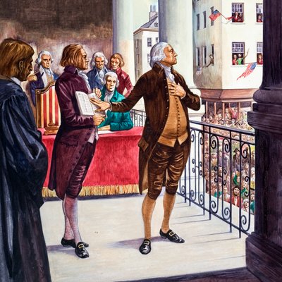 George Washington sendo empossado como presidente dos Estados Unidos de Peter Jackson