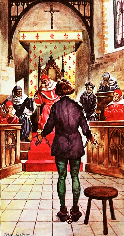 Joana d&39;Arc sendo julgada por um tribunal da igreja de Peter Jackson