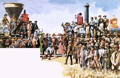 Junta das ferrovias Union Pacific e Central Pacific de Peter Jackson