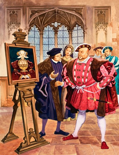 O Rei Henrique VIII admirando o retrato de Ana de Cléves de Holbein de Peter Jackson