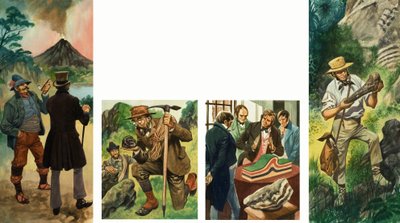 Seqüência não identificada de ilustrações representando exploração geológica de Peter Jackson