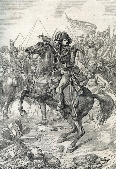 Campanha (Expedição) do Egipto (1798-1801): General Napoleão Bonaparte (1765-1821) antes das Pirâmides de Peter Johann Nepomuck Geiger