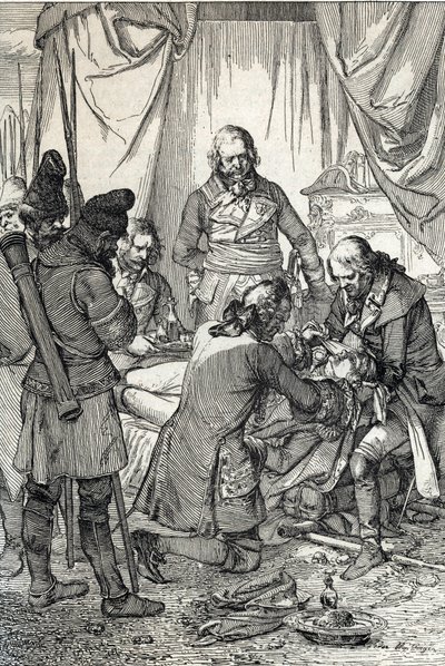 A insurreição Kosciuszko: Heróis polacos Tadeusz Kosciuszko (1746-1817) feridos na Batalha de Maciejowice contra os russos de Peter Johann Nepomuck Geiger