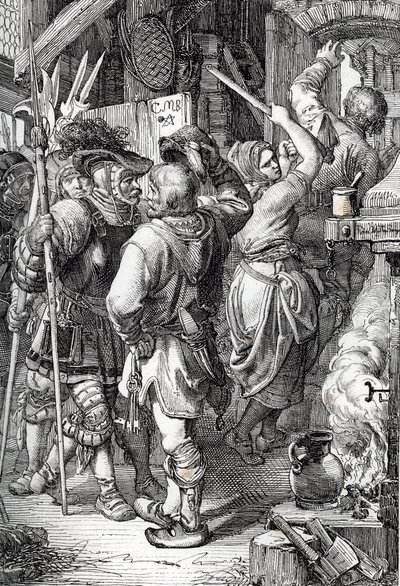 A Fuga de Gustave I Vasa (ou Gustav Vasa) (1496-1560) (futuro rei da Suécia) disfarçado de camponês para fugir da Dinamarca de Peter Johann Nepomuck Geiger