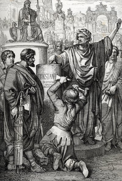 A fundação de Constantinopla pelo Imperador Constantinopla, o grande que transferiu o capital imperioso para Bizâncio, ao qual deu o nome de Constantinopla de Peter Johann Nepomuck Geiger