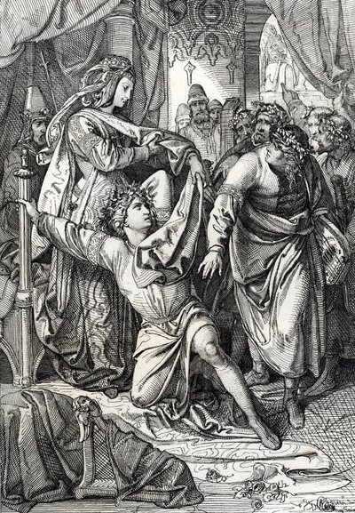 O concurso poético do castelo de Wartburg na Alemanha em 1207: os Minnesangers competem em jogos poéticos, o trovador Henri d