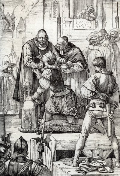 Guerra dos Noventa Anos (ou revolta dos Países Baixos) (1568-1648): a decolação de Lamoral, Conde de Egmont, Príncipe de Gavre (1522-1568), político holandês - Foi condenado no quadro do Conselho dos Problemas (ou Conselho de Sangue) estabelecido pelo de Peter Johann Nepomuck Geiger