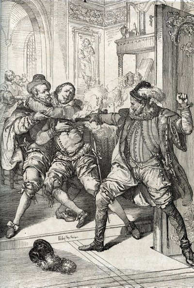 Guerra dos Quatro Vinte Anos (1568-1648): "O assassinato de William of Orange chamado William the Taciturn (1533-1584) em 10/07/1584 por Balthazar Gerard durante a Guerra dos Oitenta Anos (ou 80 anos) (revolta de Gueux ou revolta holandesa)" (Assassinato d de Peter Johann Nepomuck Geiger