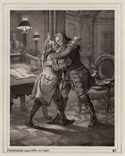 Eugénio de Saboia abraçando o Duque de Marlborough, Guerra da Sucessão de Espanha de Peter Johann Nepomuk Geiger