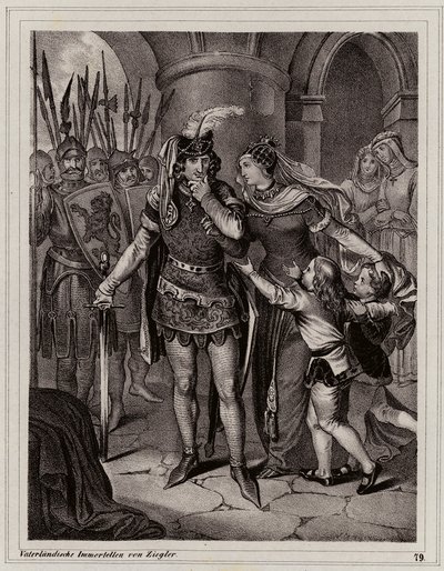 João o Cego, rei da Boémia (gravura) de Peter Johann Nepomuk Geiger