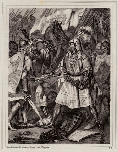 João o Cego, rei da Boémia (gravura) de Peter Johann Nepomuk Geiger