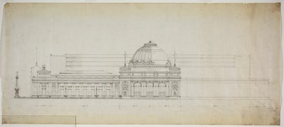 Lakefront Exhibition Hall, Chicago, Illinois, Elevação de Peter Joseph Weber