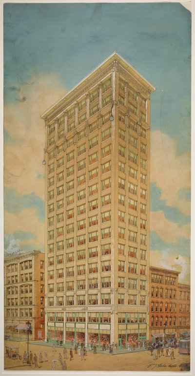 Arranha-céu da Prairie School, Chicago, Illinois, Perspectiva de Peter Joseph Weber