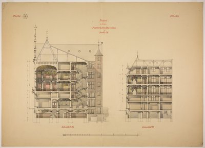 Rathskeller novo edifício, Halle (Saale), Saxônia-Anhalt, Alemanha, Duas Seções de Peter Joseph Weber