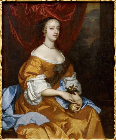 Barroco : Retrato de Margaret Hughes (Peg Hughes ou Margaret Hewes) (c. 1630-1719) par Lely, Sir Peter (1618-1680). Óleo sobre tela de Peter Lely