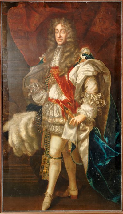 Retrato do rei James II, de corpo inteiro, em Garter Robes de Peter Lely