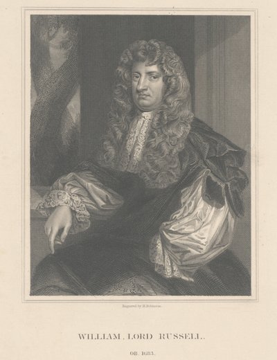 Retrato de Lord William Russell, gravado por H. Robinson de Peter Lely