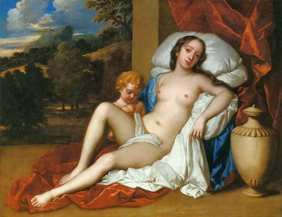 Retrato de uma jovem mulher (Barbara Villiers ou Nell Gwyn) e de uma criança, como Vénus e Cupido de Peter Lely